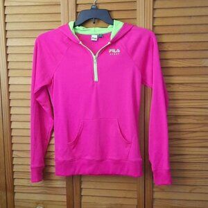 Fila Sport Neon Pink & Green 1/2 Zipper Hoodie Size XL